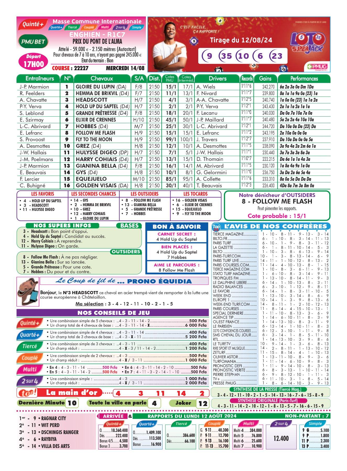 Programes du mercredi 14 aout 2024 4