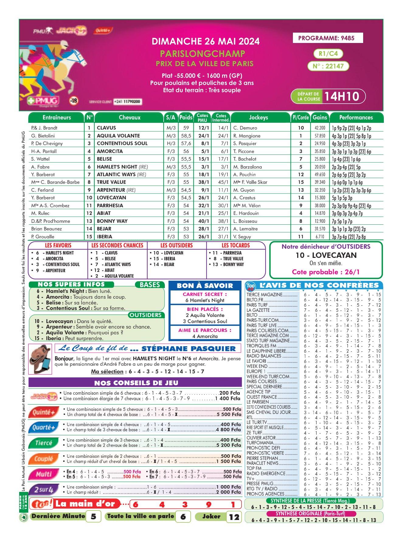 Programme du dimanche 26 mai 2024 imprimerie 1