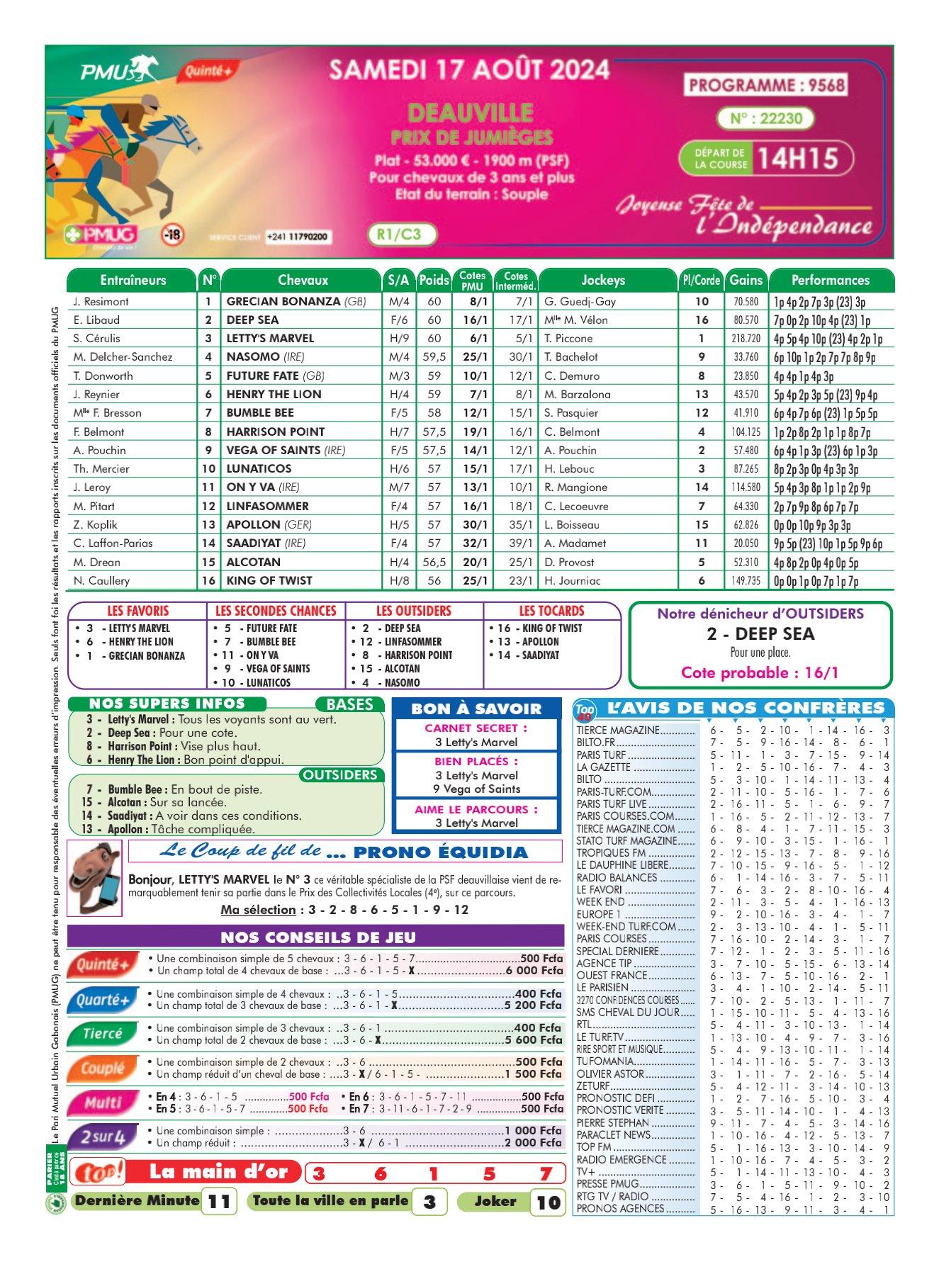 Programme quinte mci du samedi 17 aout 2024 1