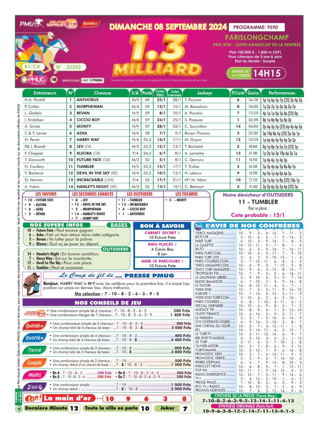 Programmes du dimanche 08 septembre 2024 2