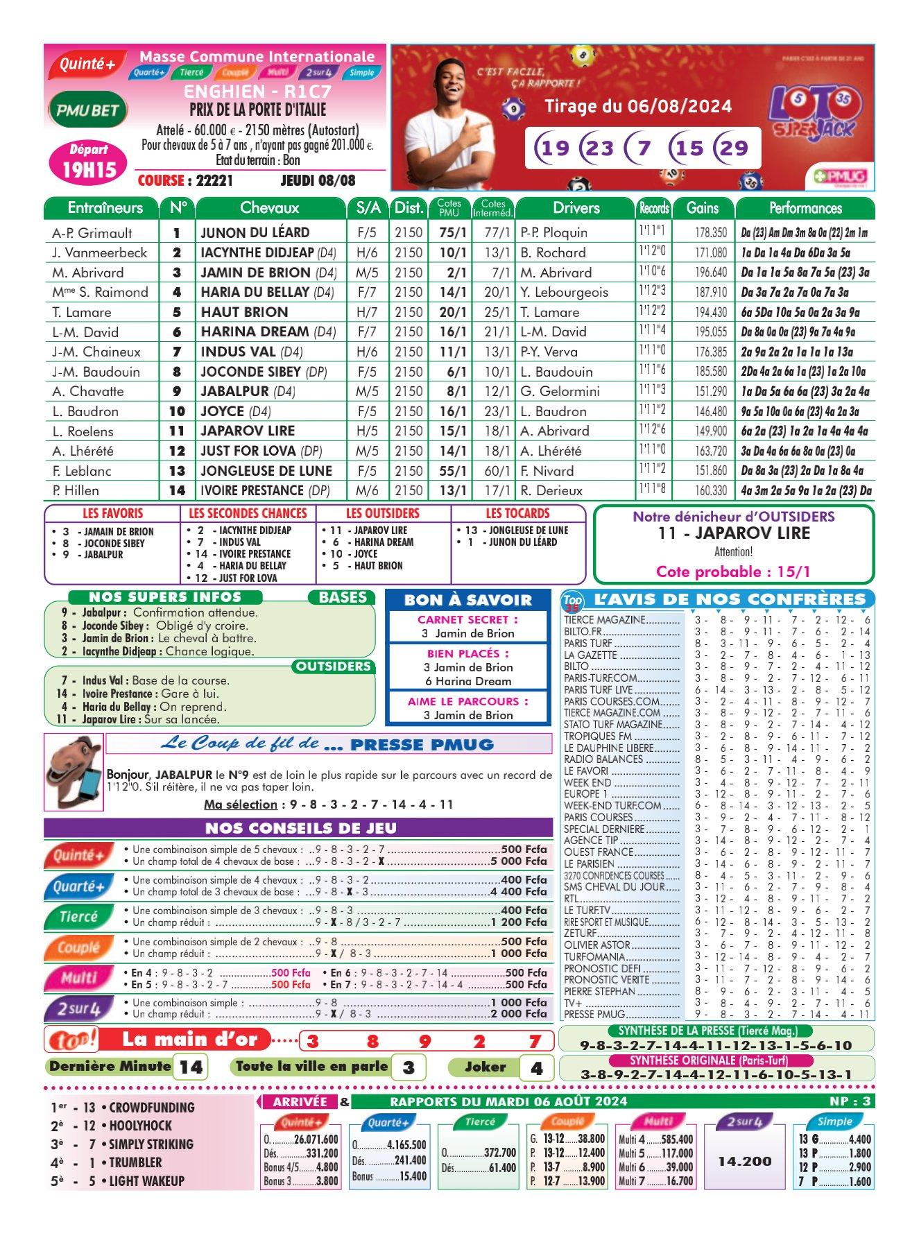 Programmes du jeudi 08 aout 2024 imprimerie 4