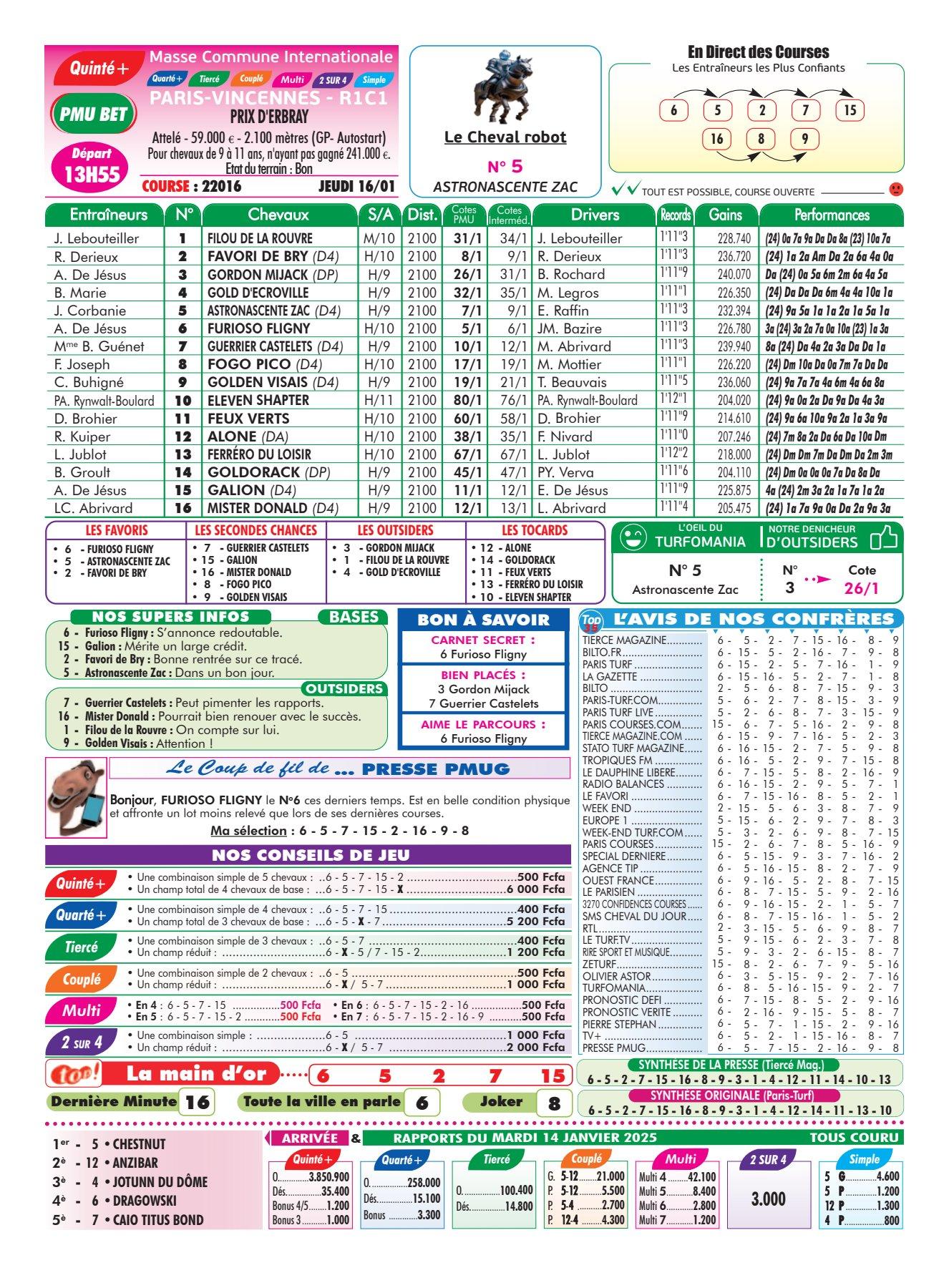 Programmes du jeudi 16 janvier 2025 1 4