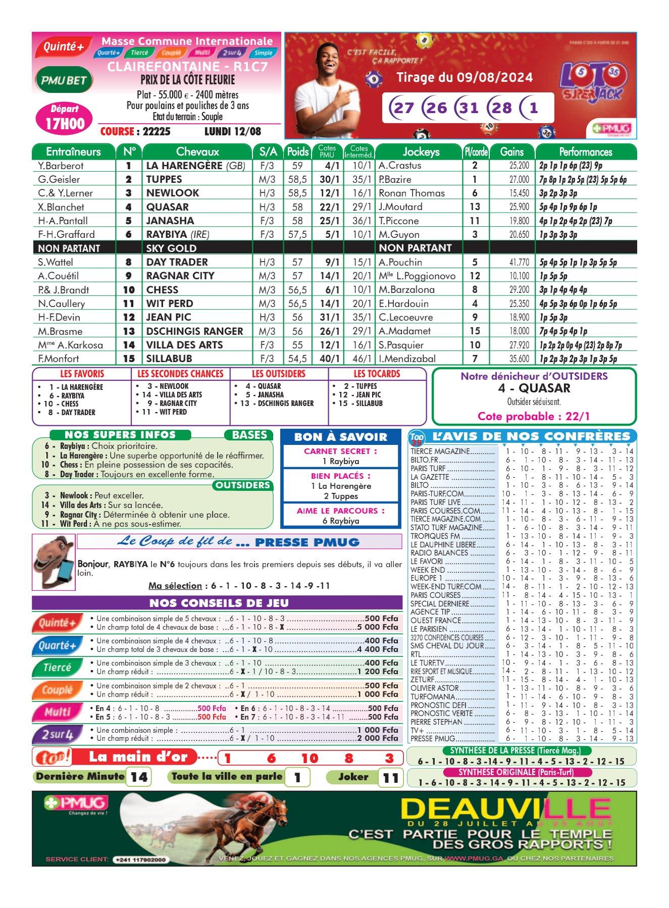 Programmes du lundi 12 aout 2024 4