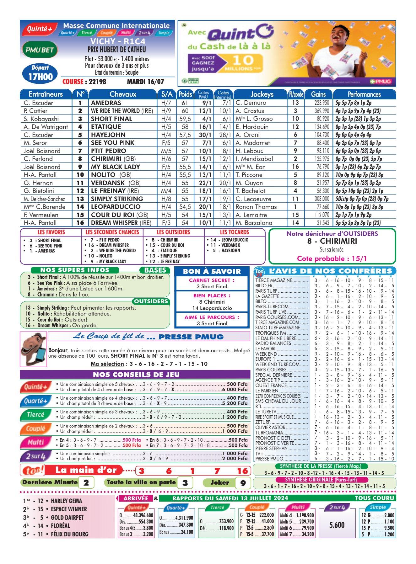 Programmes du mardi 16 juillet 2024 imprimerie 4