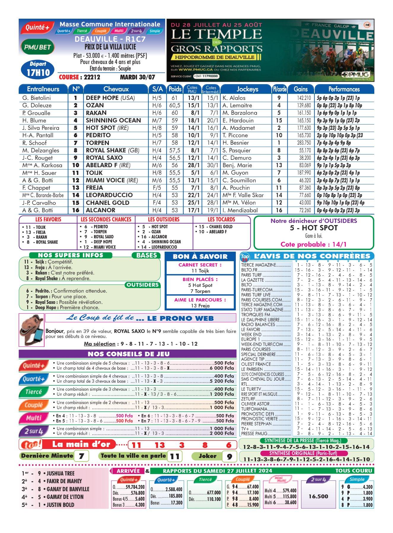 Programmes du mardi 30 juillet 2024 imprimerie 4