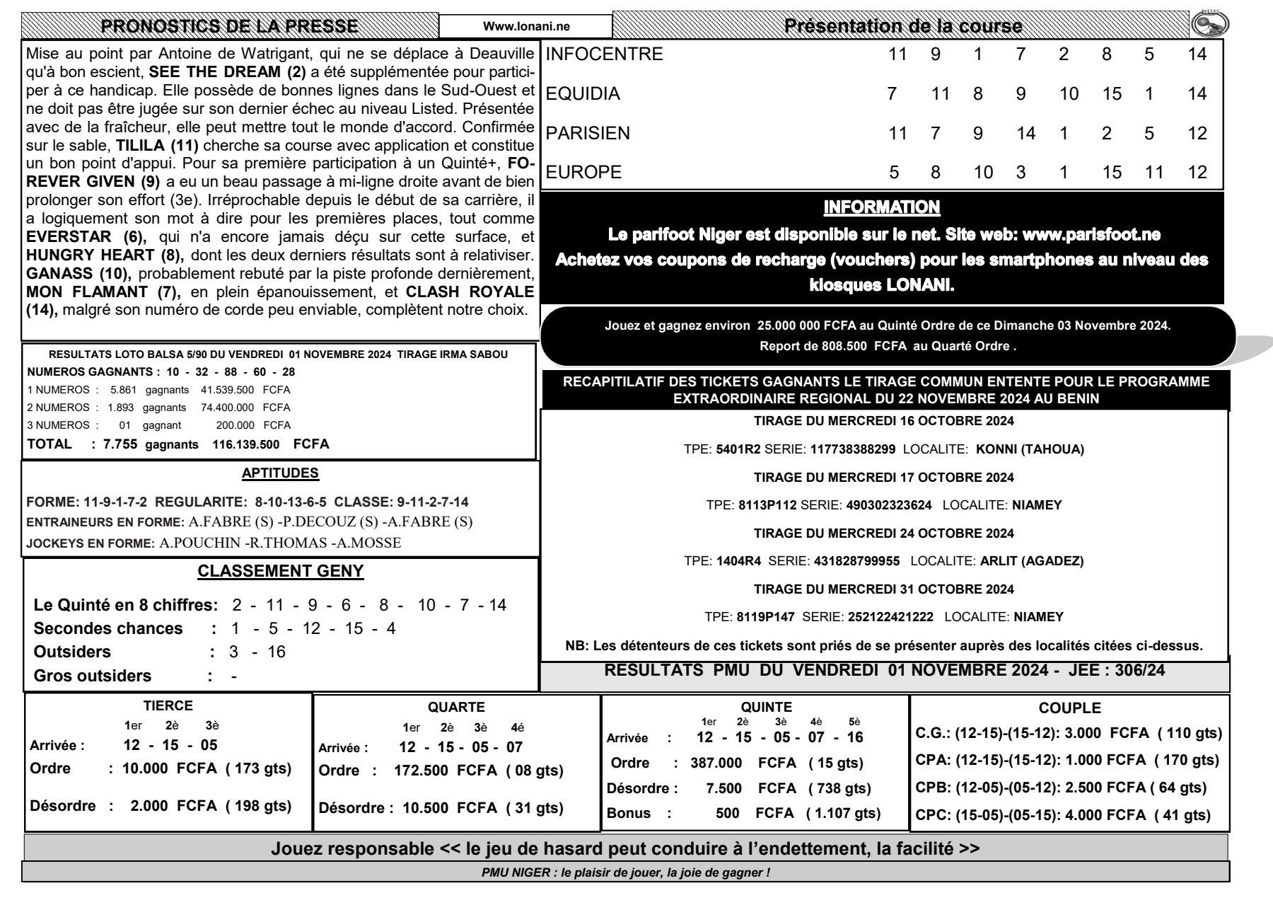 Quinte du dimanche 03 novembre 2024 2