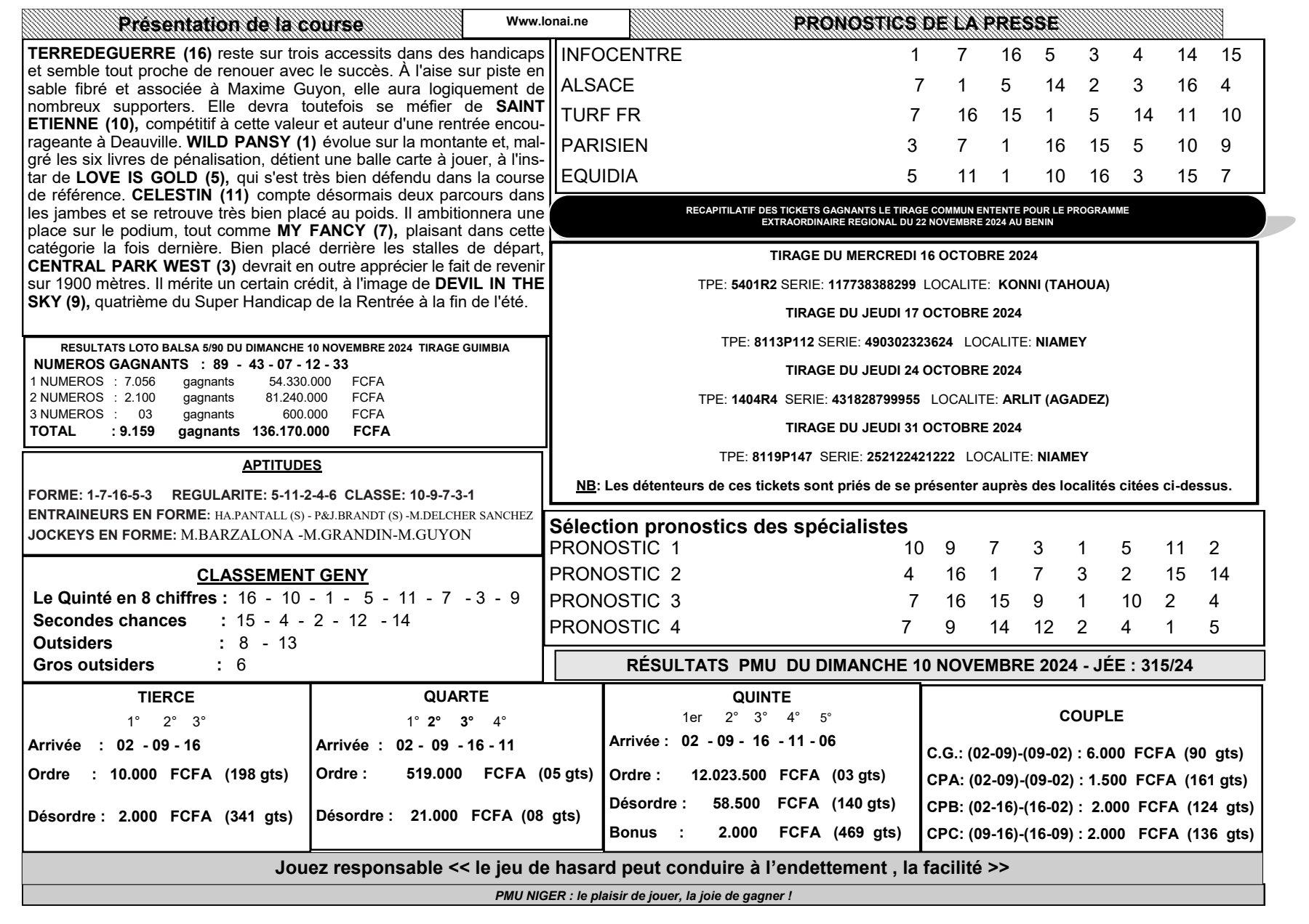 Quinte du mardi 12 novembre 2024 2 1