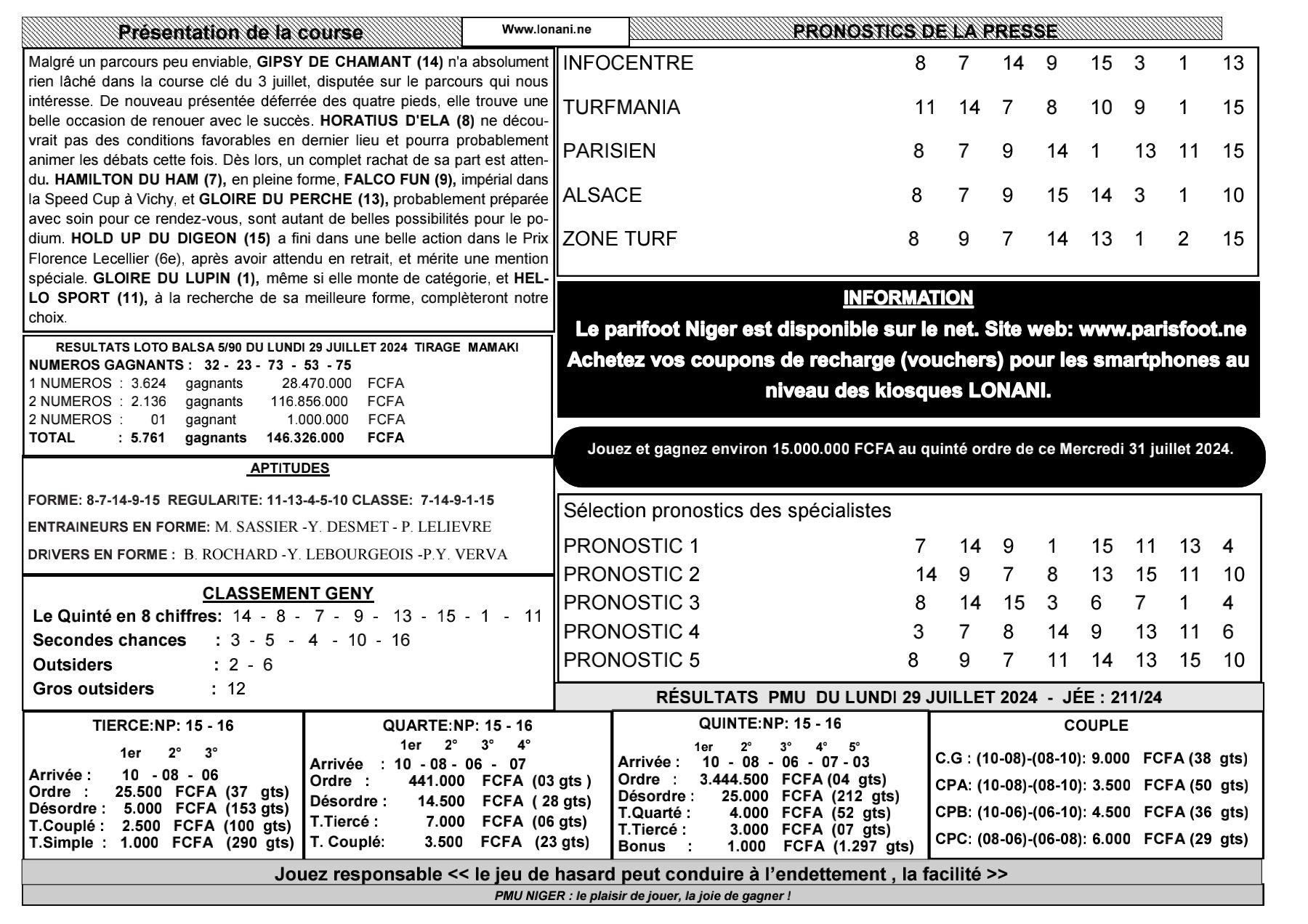 Quinte du mercredi 31 juillet 2024 3